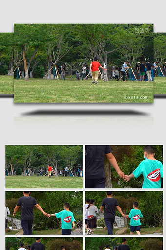 户外活动公园亲子游玩4k实拍图片