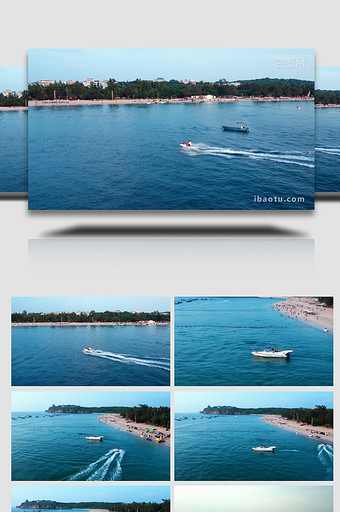 旅游大气海上摩托汽艇娱乐航拍图片