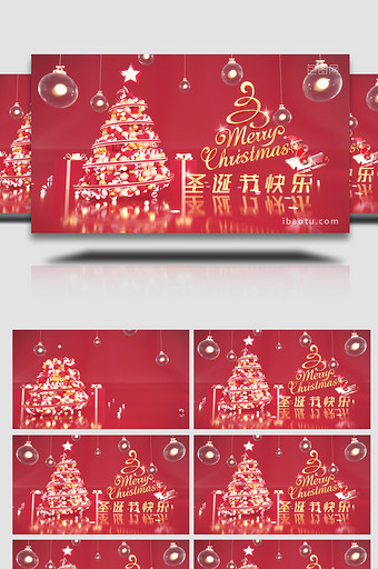 红色温馨圣诞节快乐片头AE模板图片