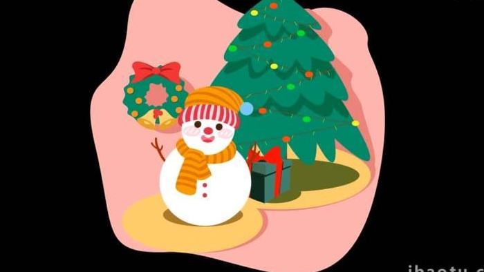 卡通节日圣诞节雪人礼物MG动画