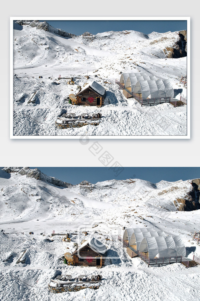 四川达古冰川冬季雪景的摄影图片