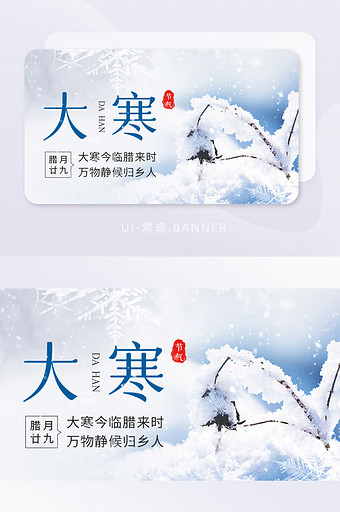 创意腊月冬天大寒节气宣传雪花图片