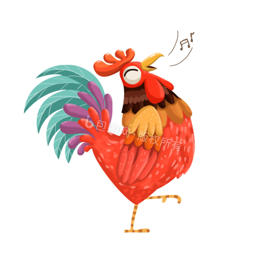 聪明可爱的小公鸡唱歌的颜色插画图片素材_ID:425530031-Veer图库