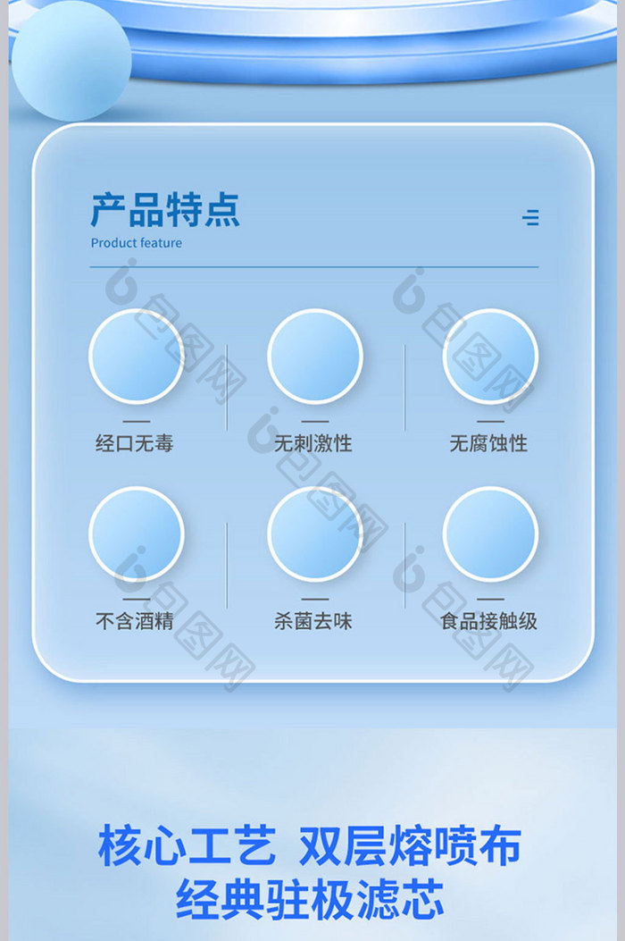 蓝色N95医用口罩详情页模板