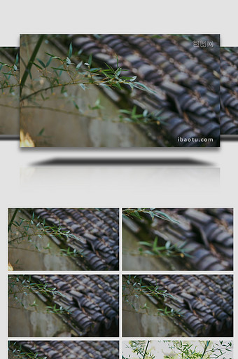 中国风青竹和古风屋檐实拍视频图片