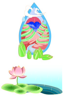 雨水节气春雨植物元素