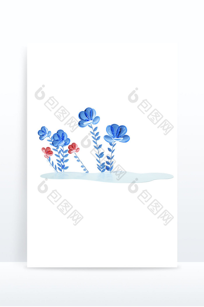 3D立体春天花朵植物元素图片图片