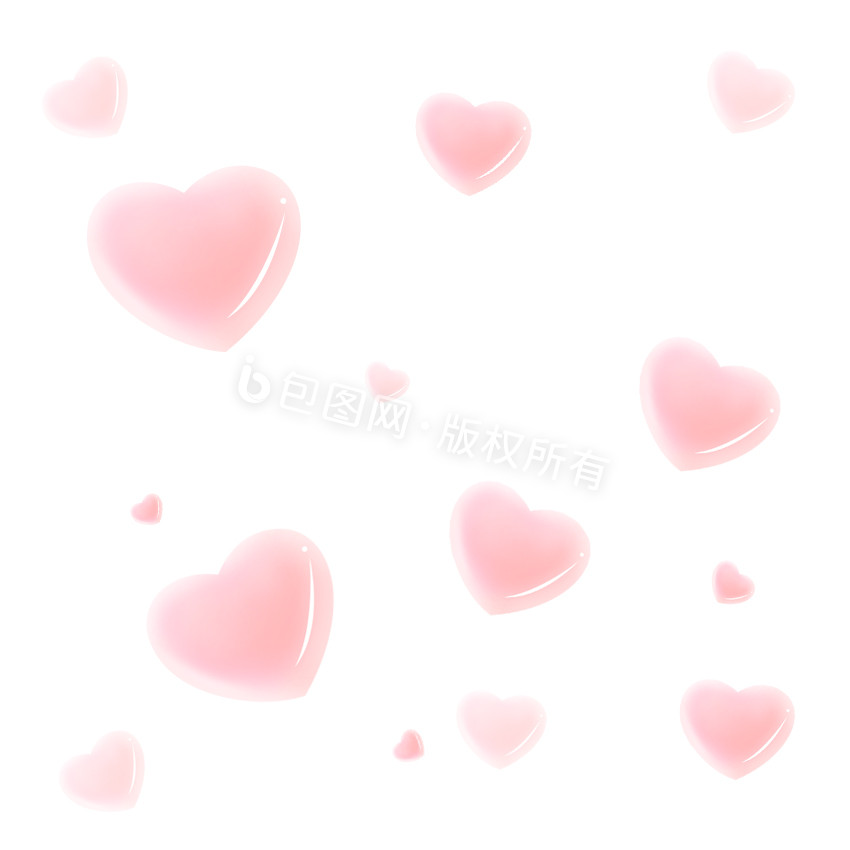 粉色情侣元素立体爱心闪烁gif动图下载-包图网