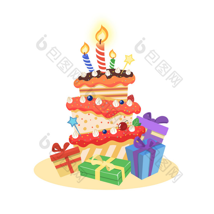卡通生日蛋糕礼物动图GIF