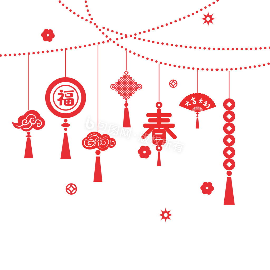 红色喜庆春节装饰元素gif动图下载-包图网