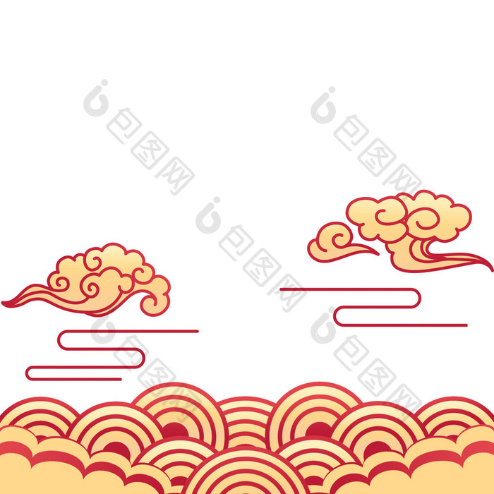 红色喜庆祥云海浪动图GIF