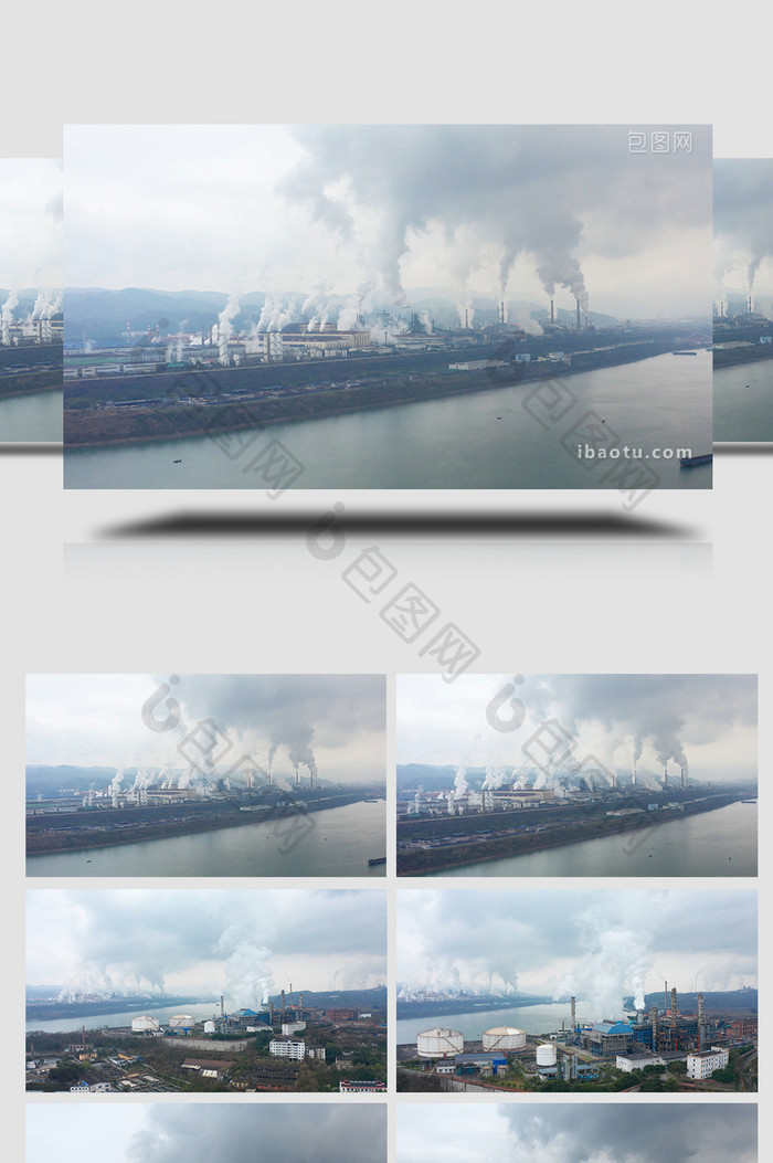 工厂排放空气污染视频素材4K