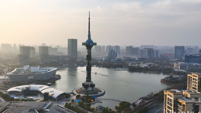 城市地标盐城市电视塔聚龙湖4K