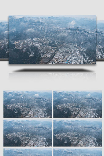 自然风光航拍冬季山峰雪山梯田图片