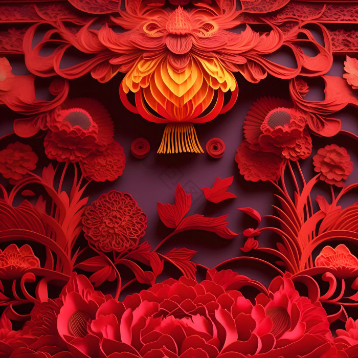 纸雕艺术花卉图片-包图网