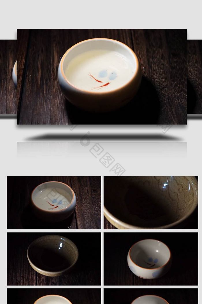 光影下的精美瓷器茶具茶杯古朴风4K实拍