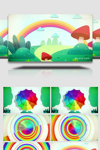 卡通彩虹家园背景视频素材图片