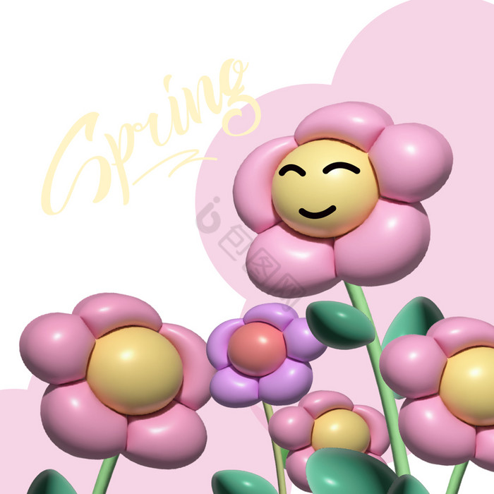 春天花朵膨胀风动图GIF