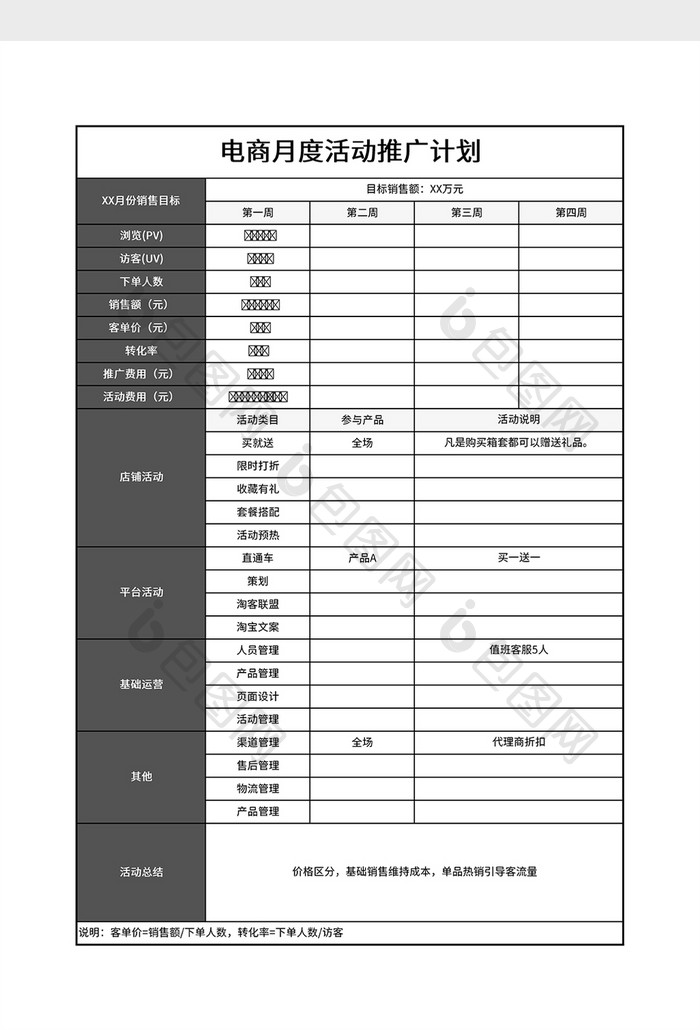 电商每月活动推广计划