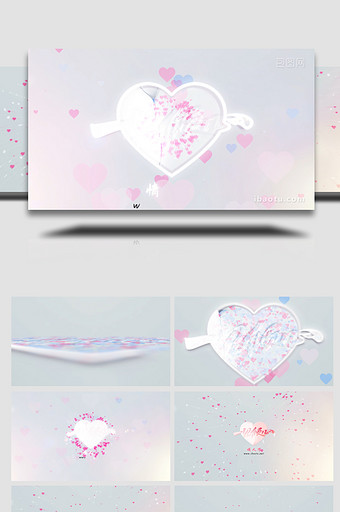 情人节爱心粒子迸射动画AE模板图片