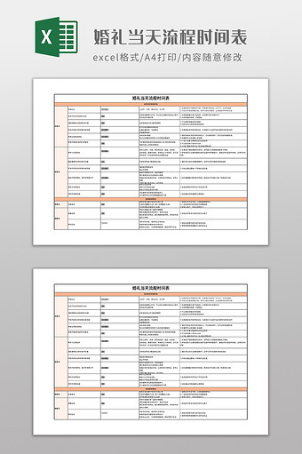 婚礼当天流程时间表图片
