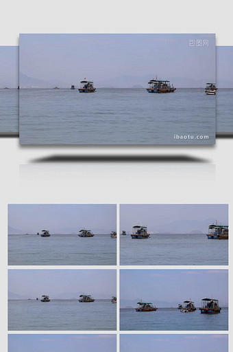 海边渔船游船旅游实拍4k图片