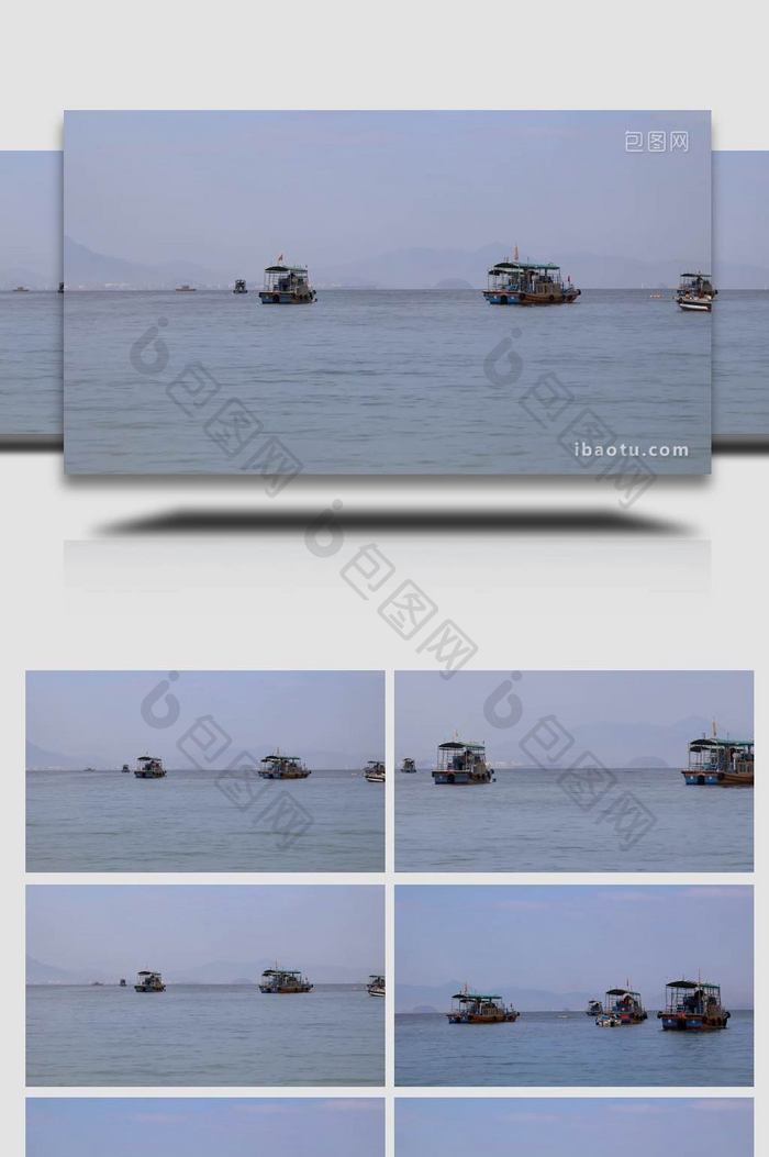 海边渔船游船旅游实拍4k