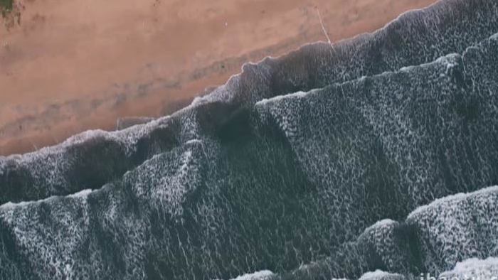 海滩大海沙滩浪花航拍实拍