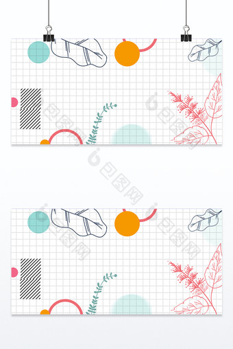 几何小清新线条植物底纹文艺背景图片