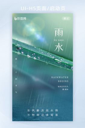 绿色简约雨水节气APP启动页