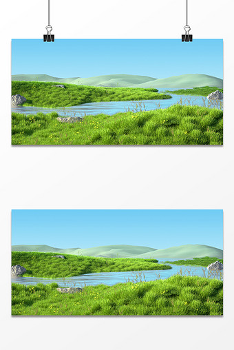 C4D元素背景草地夏季图片