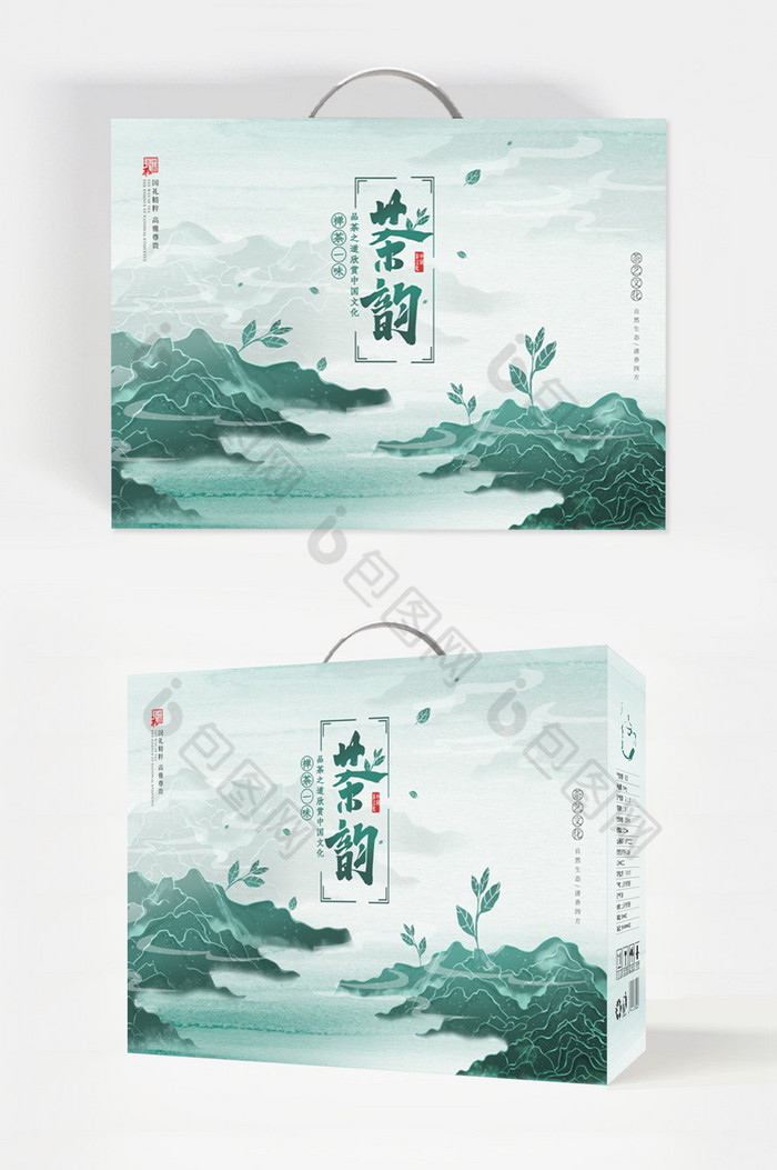 中国山水风茶韵茶叶手提包装盒图片图片