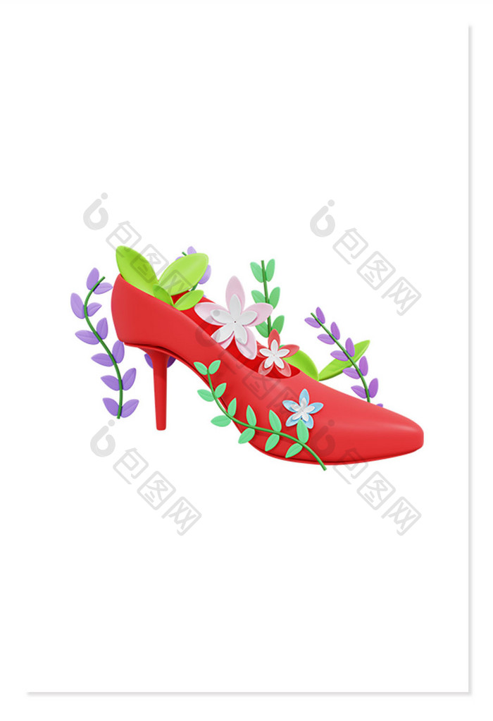 3D38妇女节高根鞋花朵