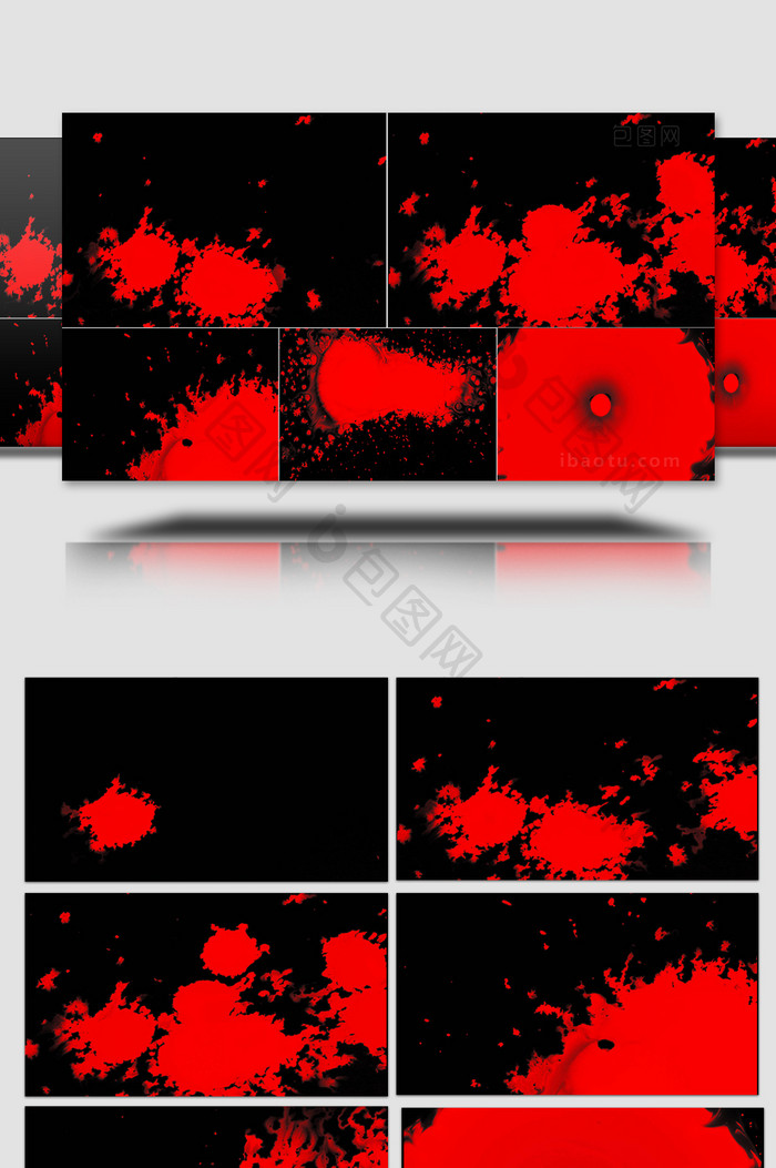 五组血飞溅带通道高清素材