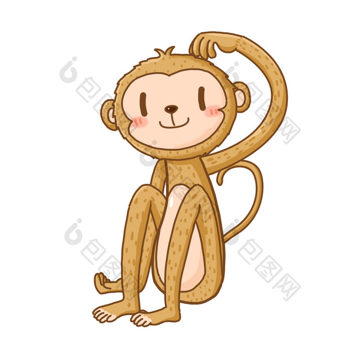 卡通小猴子摇尾巴玩耍动图GIF
