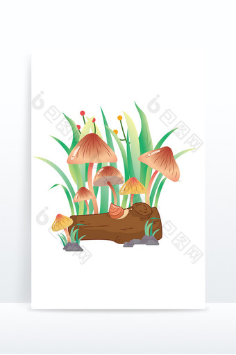 惊蛰植物蘑菇动物元素图片