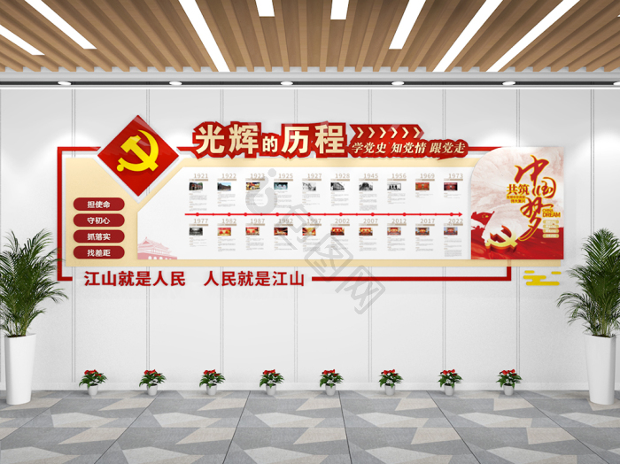 简约大气党史文化墙党的历程展板