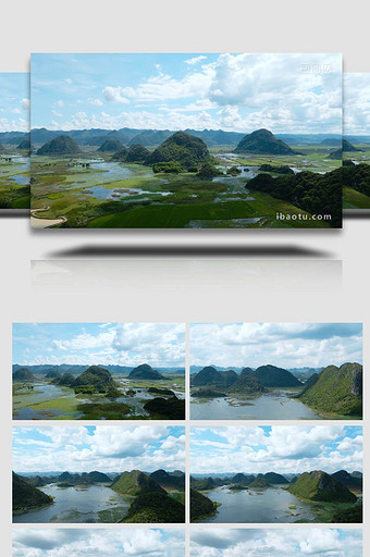云南普者黑西荒湿地4K航拍图片