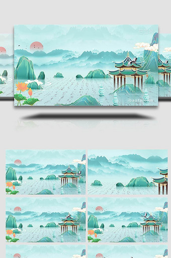 中国风国潮山水背景视频ae模板图片