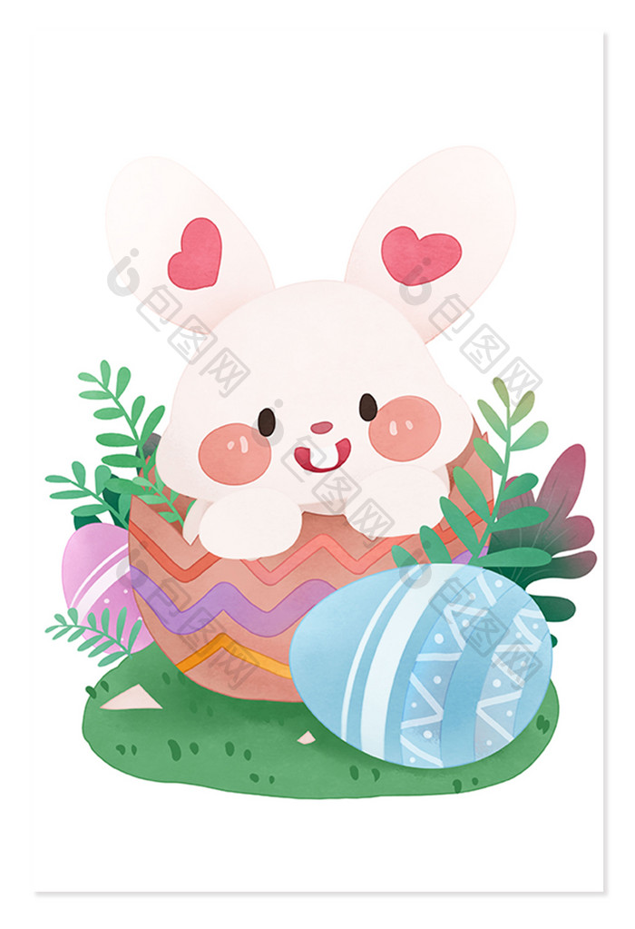 卡通可爱动物兔子彩蛋复活节元素