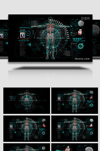 HUD全息科技医学人体AE模板图片
