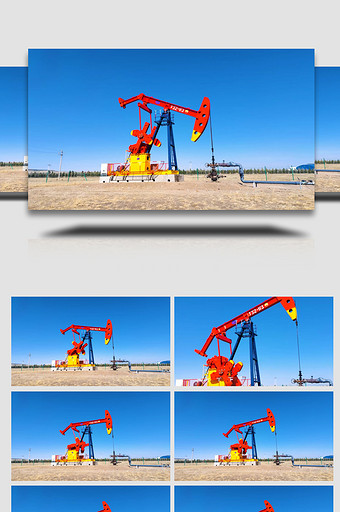 蓝天下的石油勘探机4k实拍视频图片