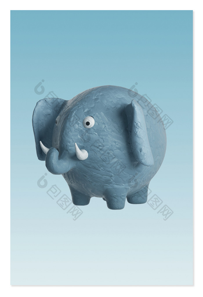 C4D黏土风动物小象
