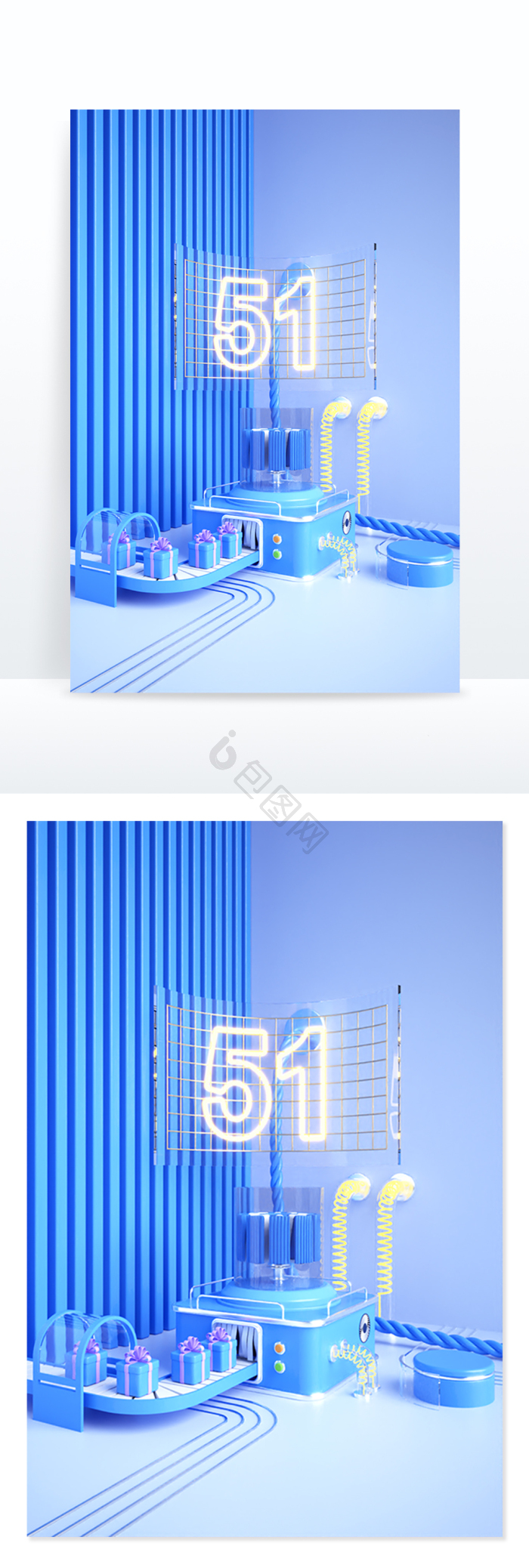 【c4d创意蓝色金属科技创意展台】图片下载-包图网