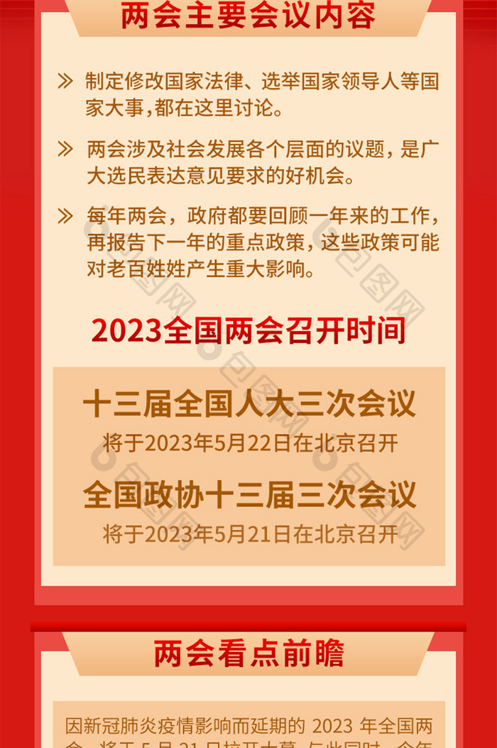 简约大气红色两会长图图解