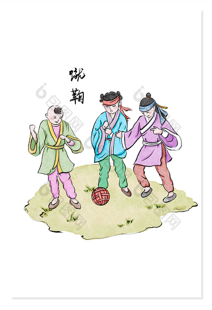 中国风寒食节儿童蹴鞠活动