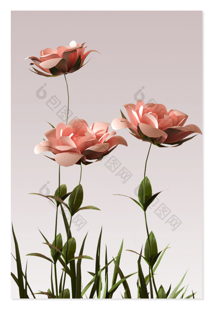 C4D写实花卉植物花