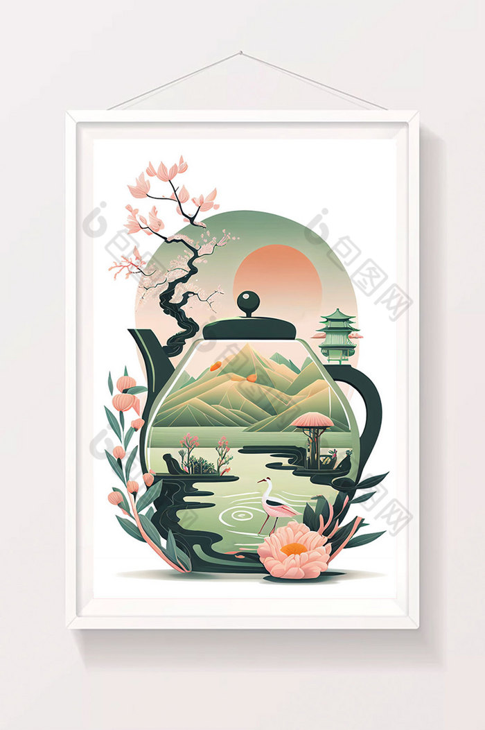 春天节气茶壶花卉数字艺术图片图片