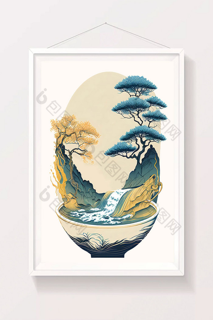 江南山水碗数字艺术图片图片