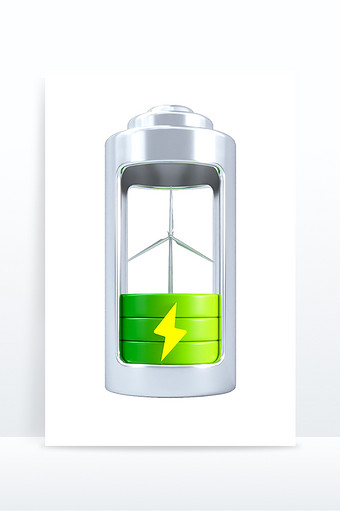 C4D绿色风电环保元素电池模型图片